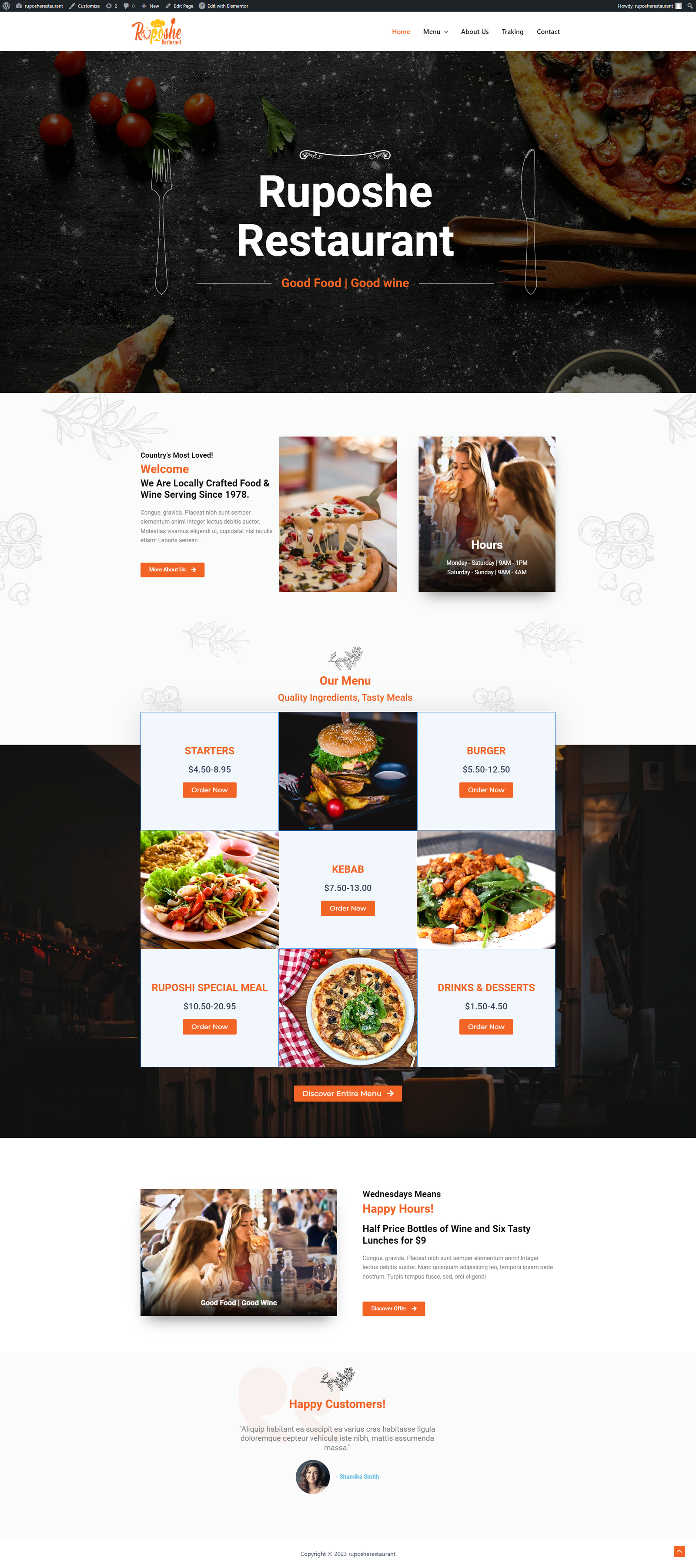 Ruposhe Restaurant website project